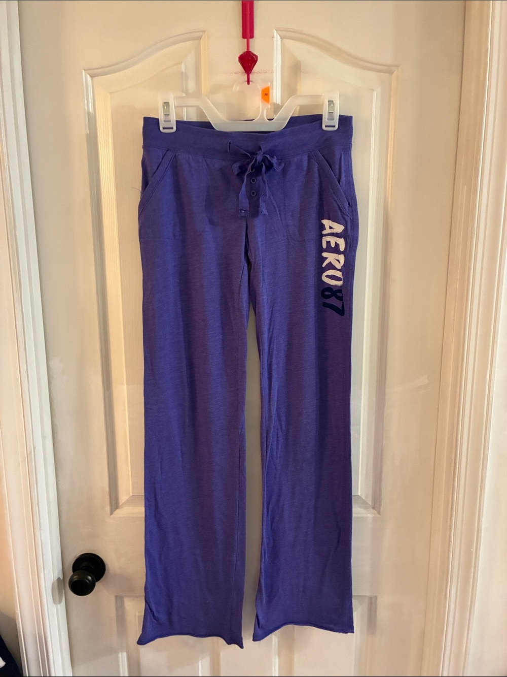 Aeropostale Purple Drawstring Lounge Joggers with AERO 87 Logo